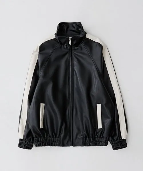 8066# VEGAN LEATHER TRACK JUMPER