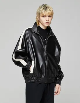 8066# VEGAN LEATHER TRACK JUMPER