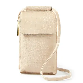 Accessorize London Women's Faux Leather Natural Carrie Croc Phone Bag