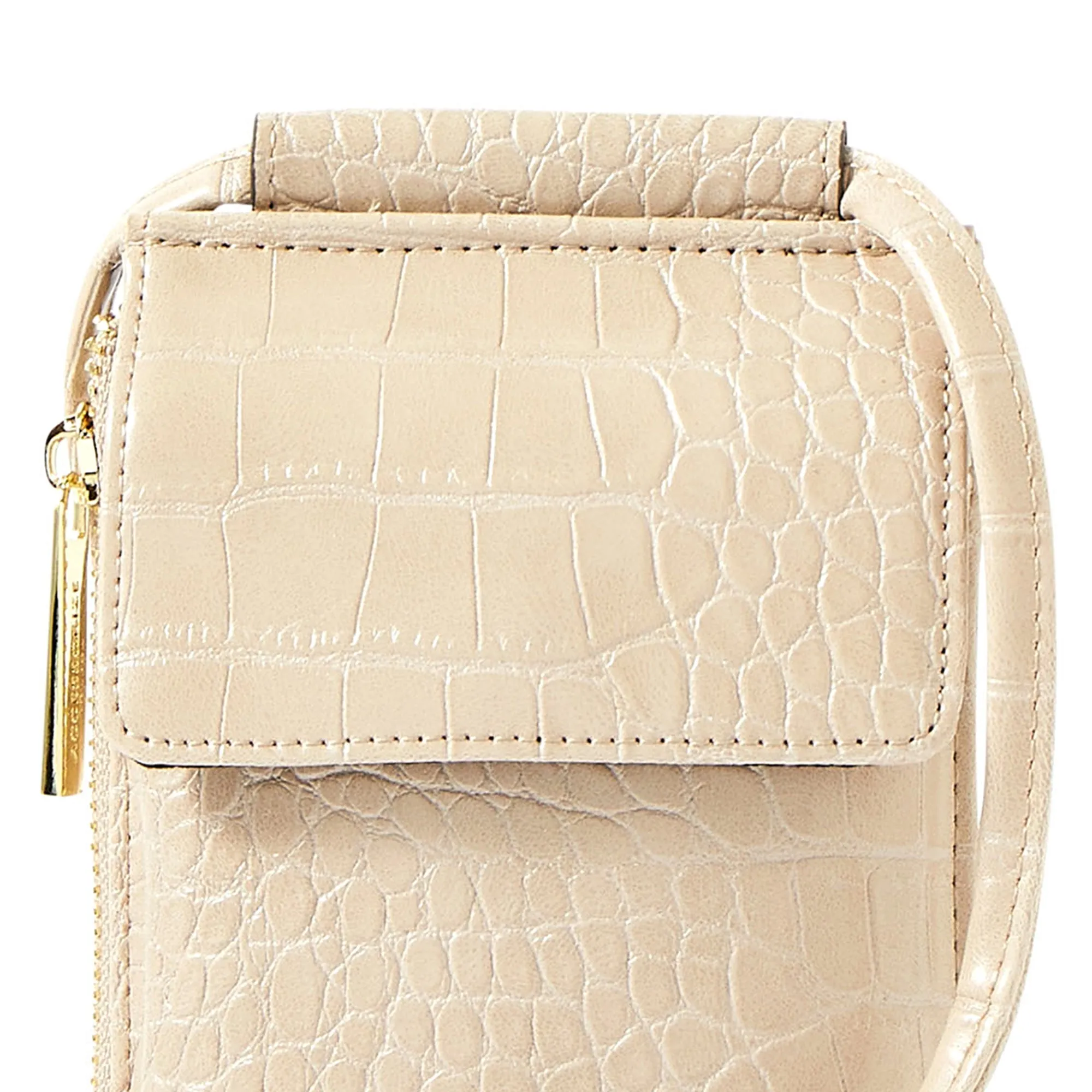 Accessorize London Women's Faux Leather Natural Carrie Croc Phone Bag