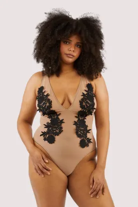 Alaina Illusion Mesh And Black Embroidery Body