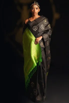 Allure Black Soft Silk Saree With Imaginative Blouse Piece