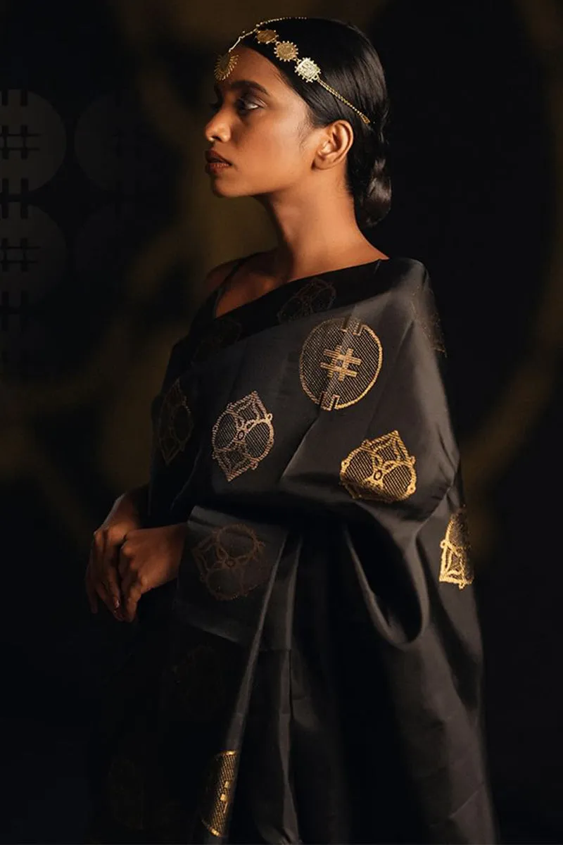 Allure Black Soft Silk Saree With Imaginative Blouse Piece