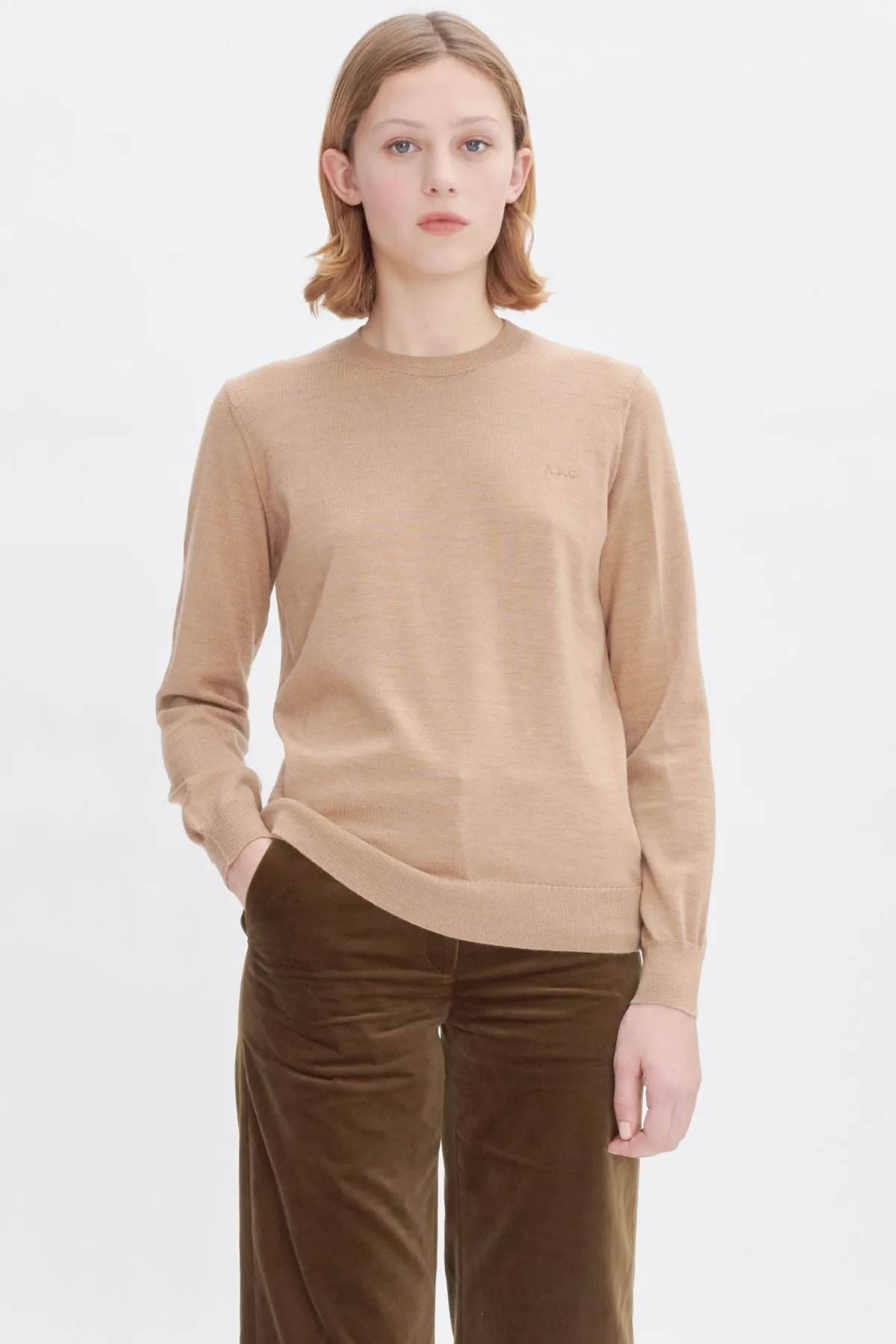 A.P.C. Philo Logo Knit Jumper - Heather Beige