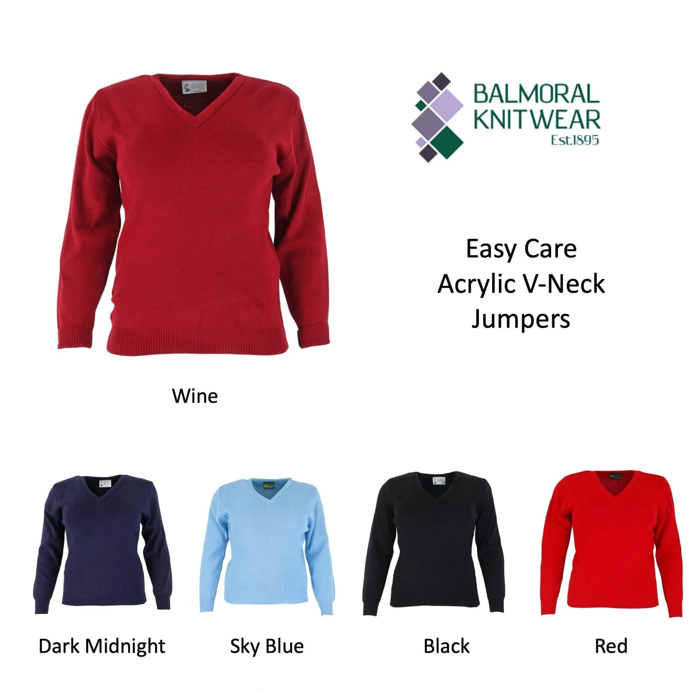 Balmoral Women V-Neck Soft Touch Long Sleeve Classic Jumper