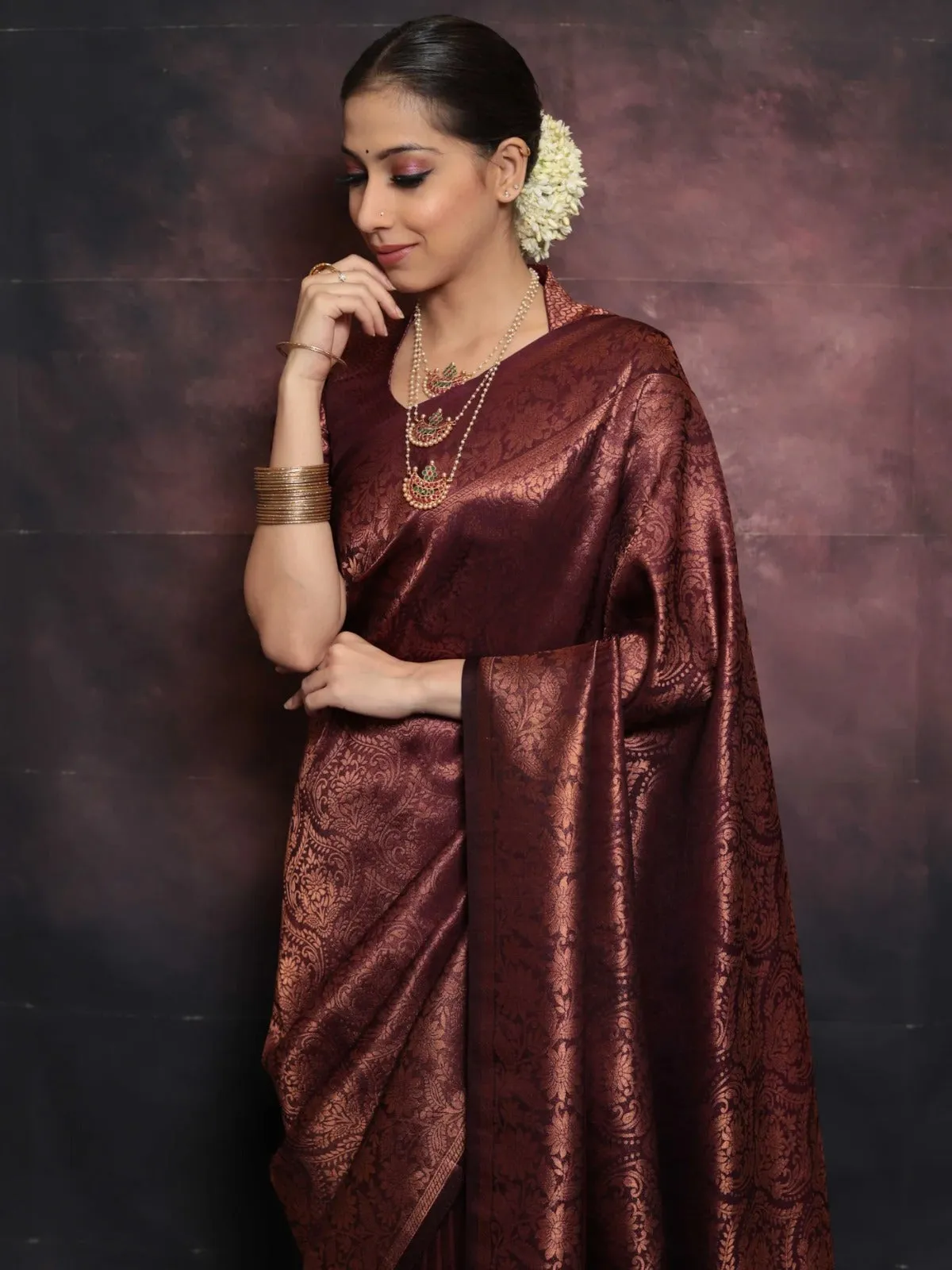 Beleaguer Maroon Soft Silk Saree With Traditional Blouse Piece