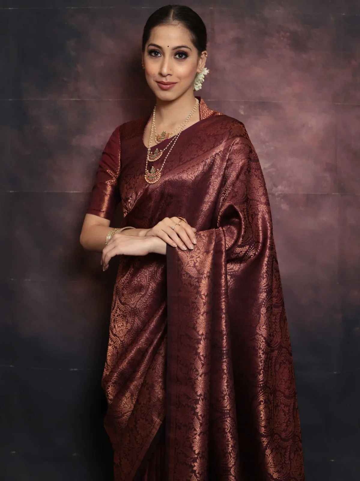 Beleaguer Maroon Soft Silk Saree With Traditional Blouse Piece