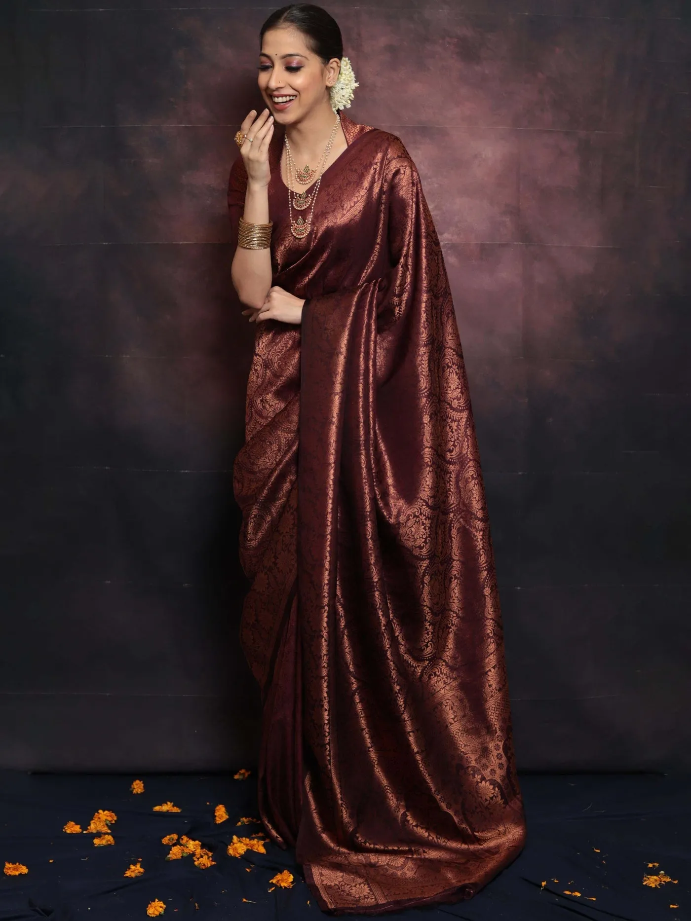 Beleaguer Maroon Soft Silk Saree With Traditional Blouse Piece