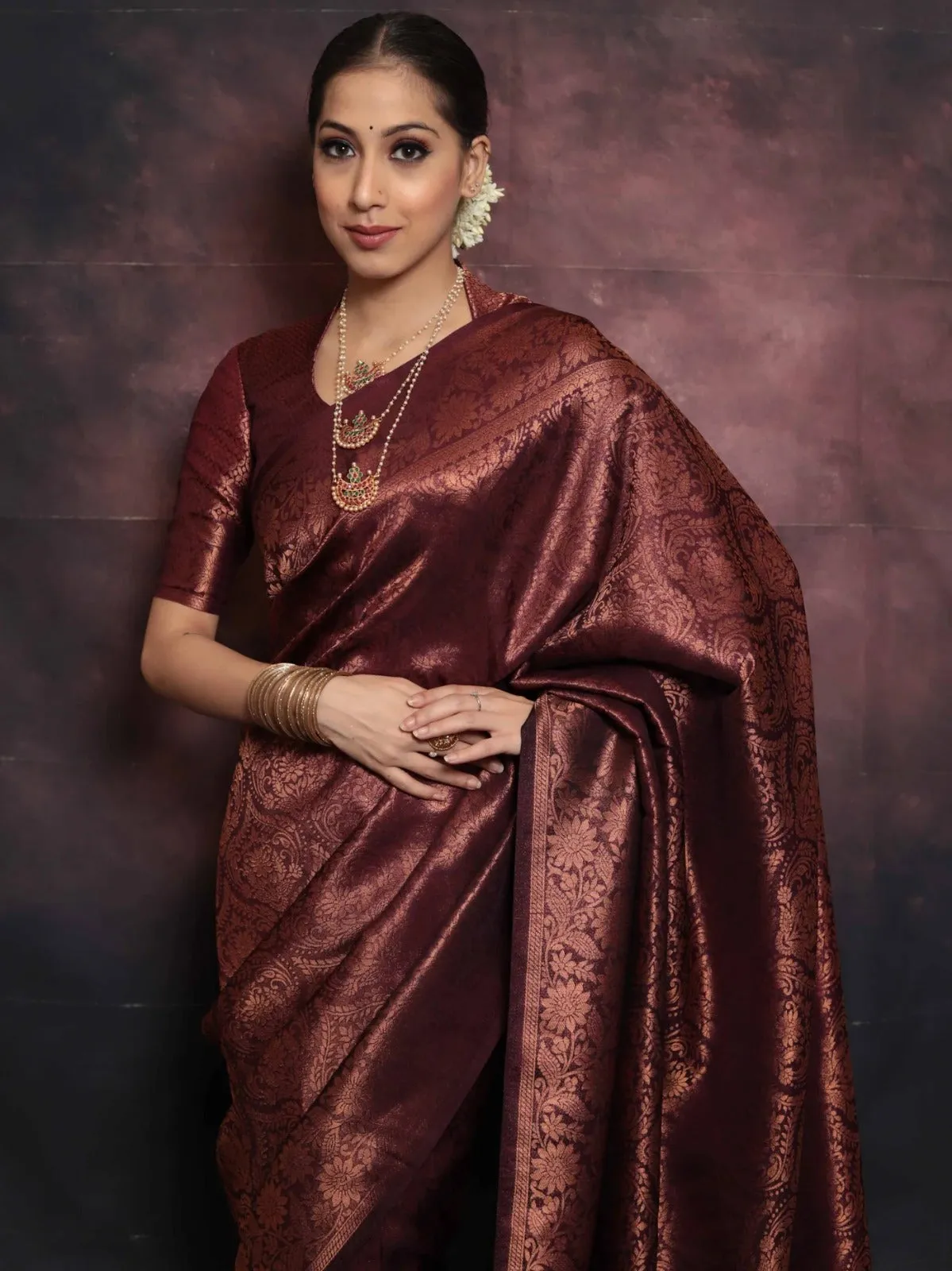 Beleaguer Maroon Soft Silk Saree With Traditional Blouse Piece