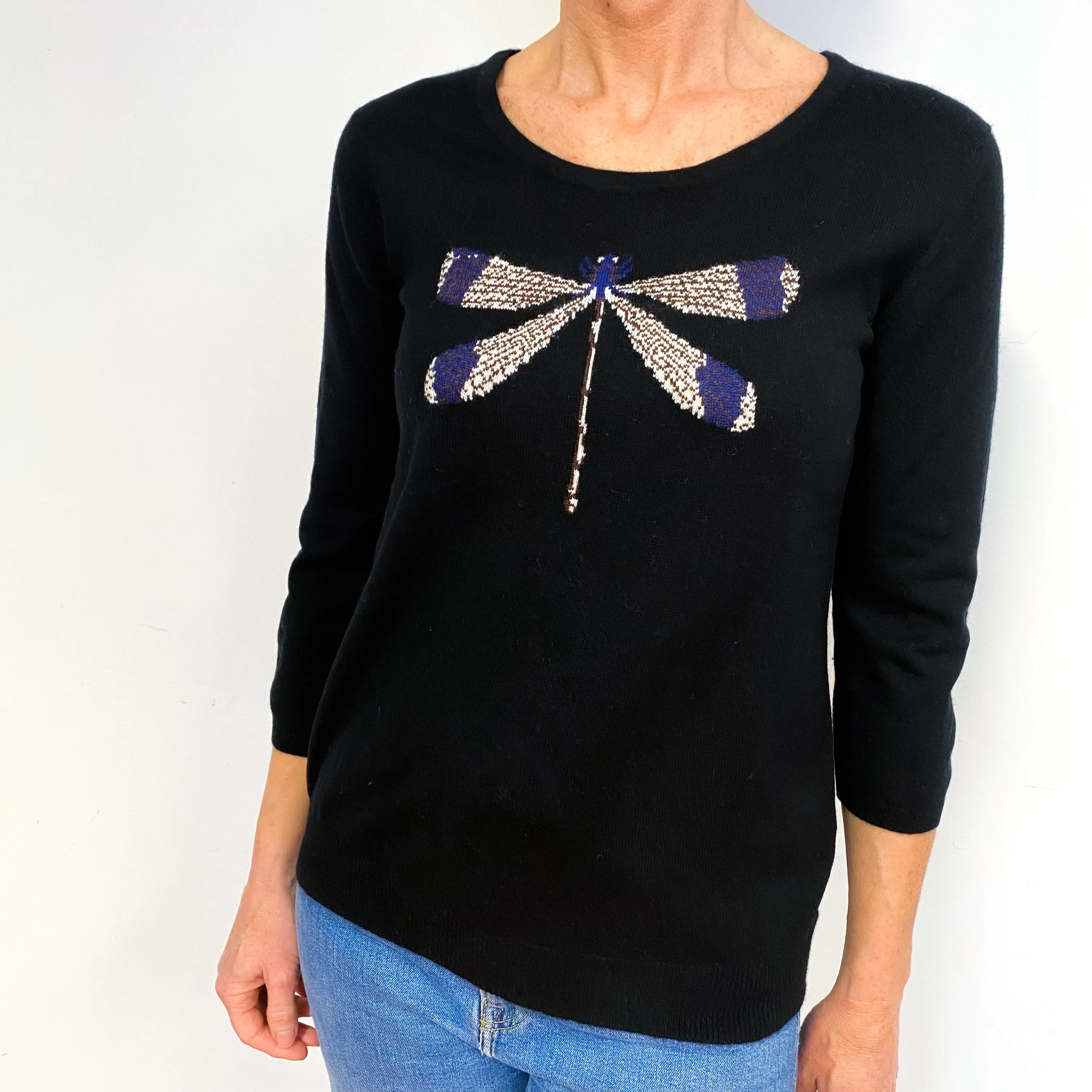 Black Dragonfly Cashmere Crew Neck Jumper Medium