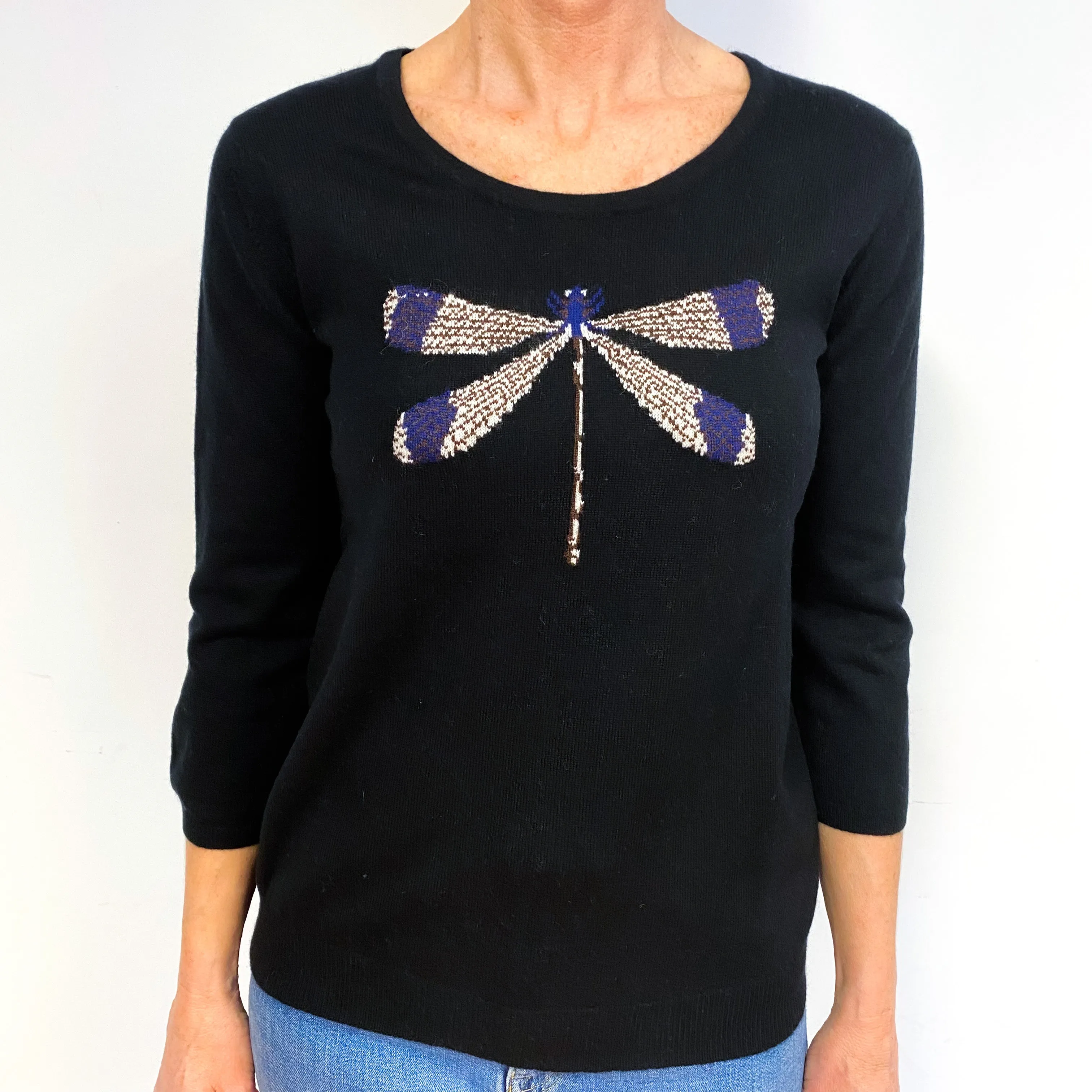 Black Dragonfly Cashmere Crew Neck Jumper Medium