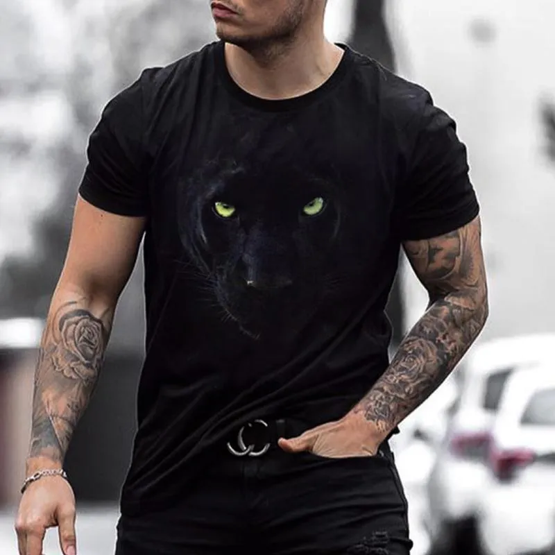 Black Panther Print Sports Breathable Men's Tops