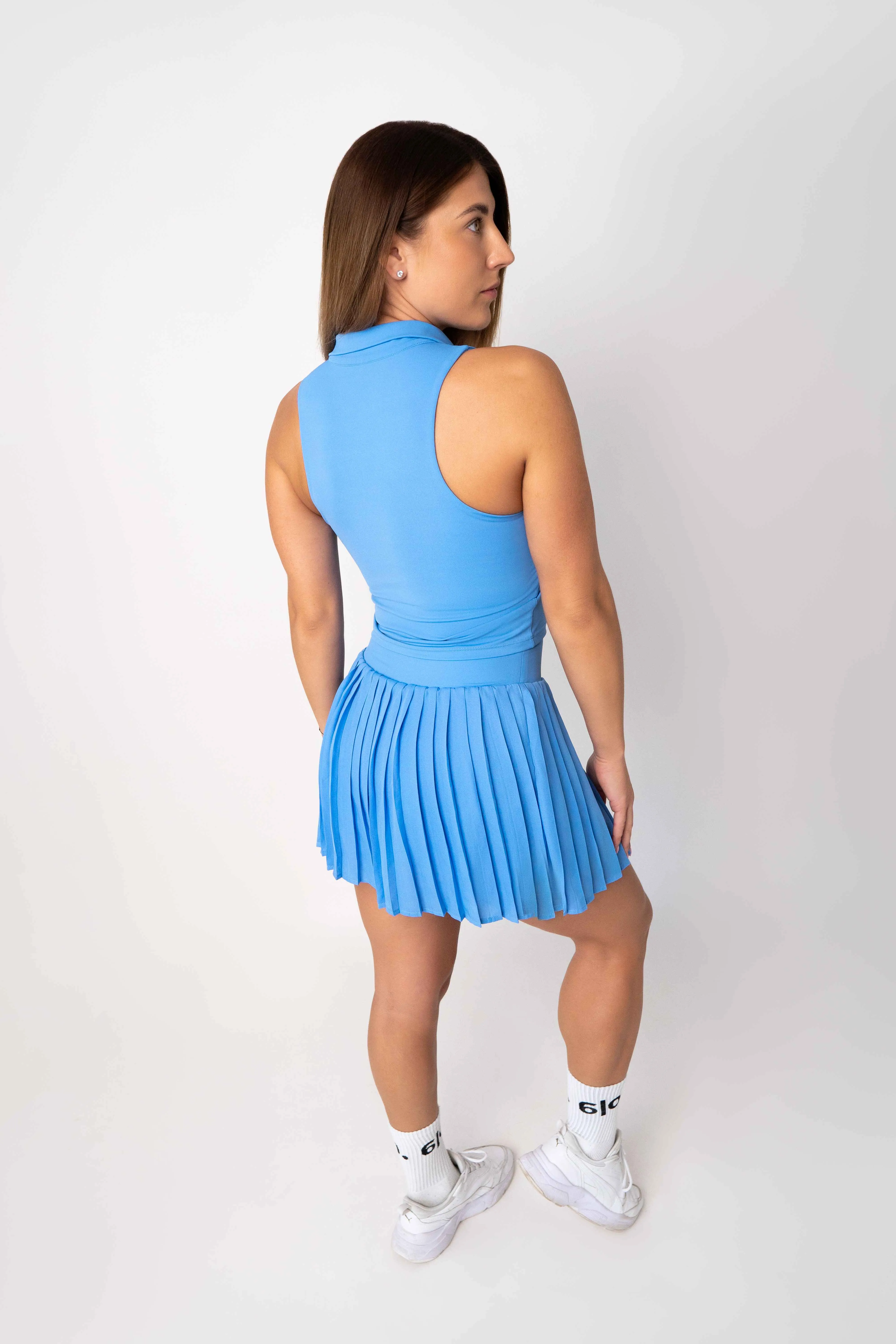 Blue polo t-shirt & skirt set