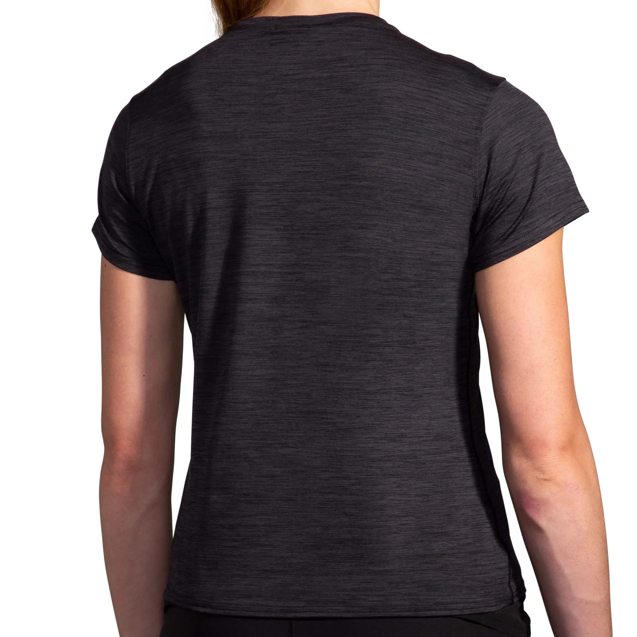 Brooks | Women's Luxe Short Sleeve - Heather Deep Black