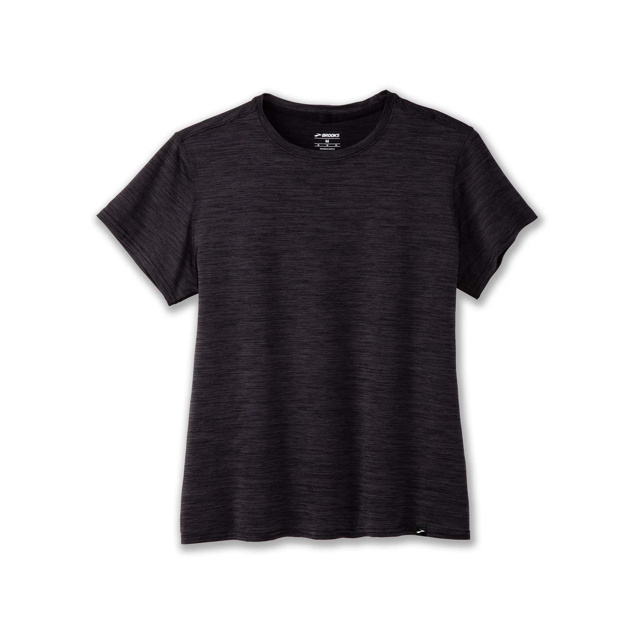 Brooks | Women's Luxe Short Sleeve - Heather Deep Black