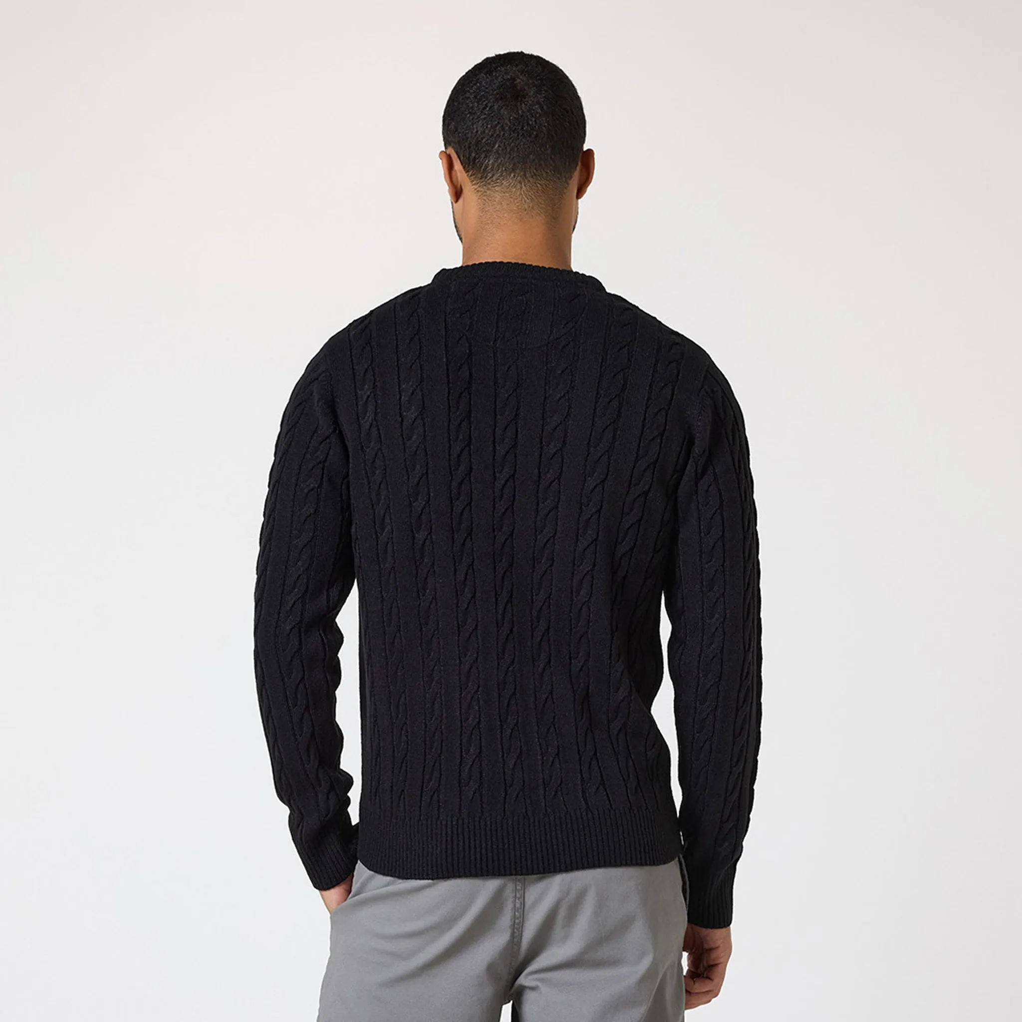 Cable Knit Crewneck | Black