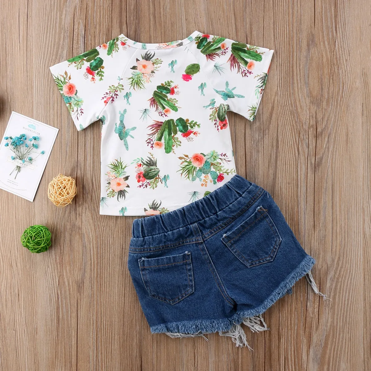 Cactus T-Shirt Denim Shorts Outfit