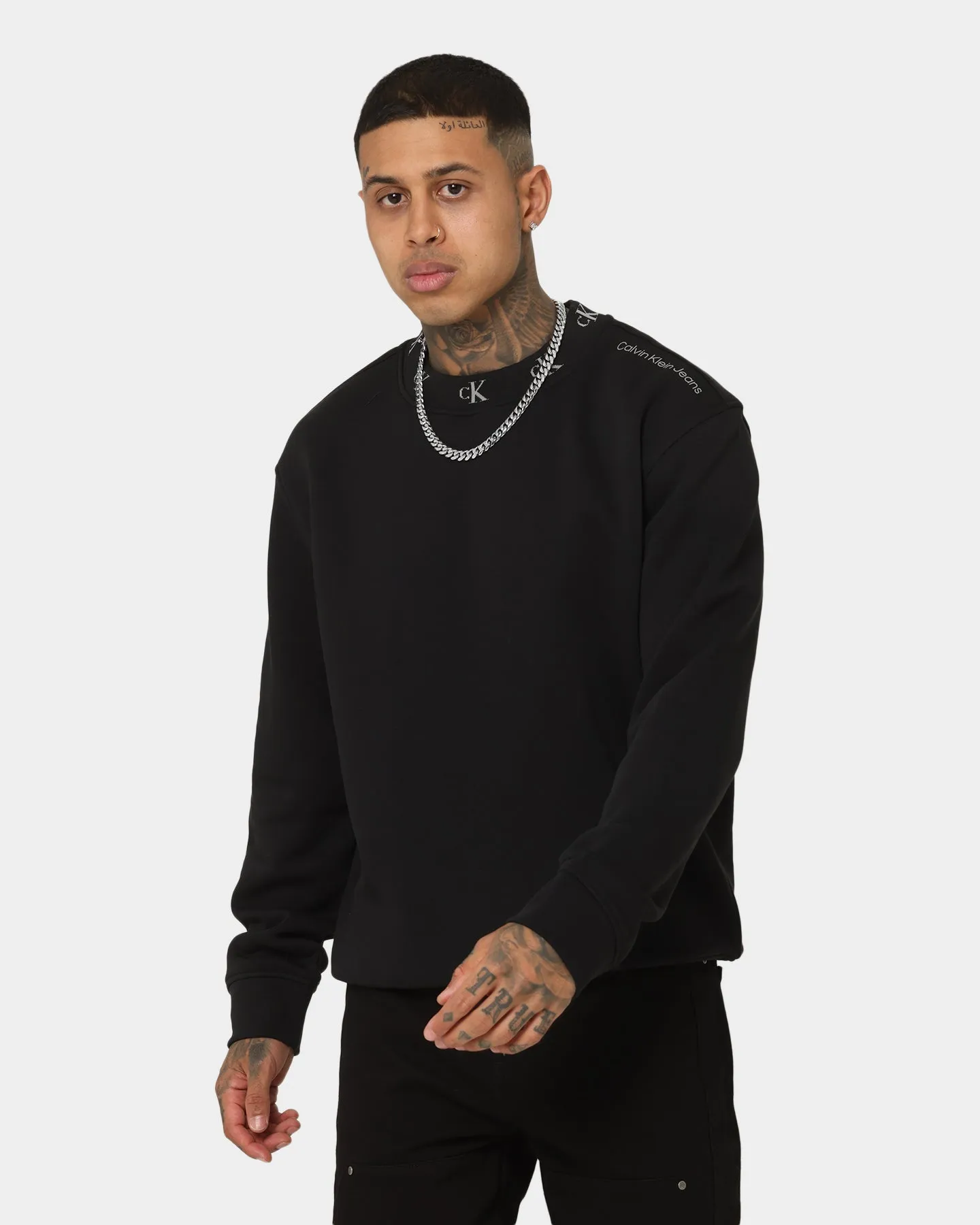 Calvin Klein Logo Jacquard Crewneck Ck Black