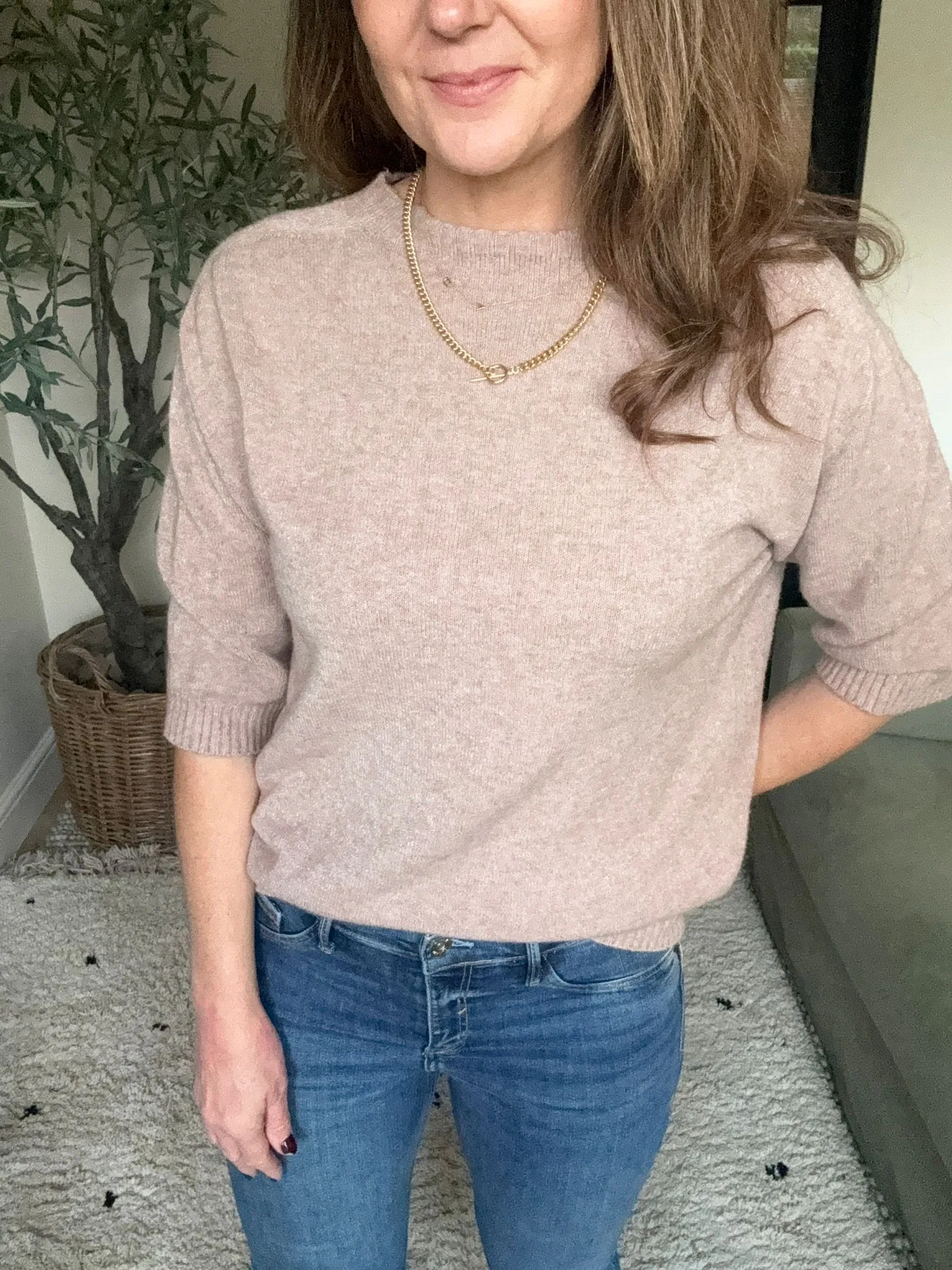 Camel Scallop neck Jumper