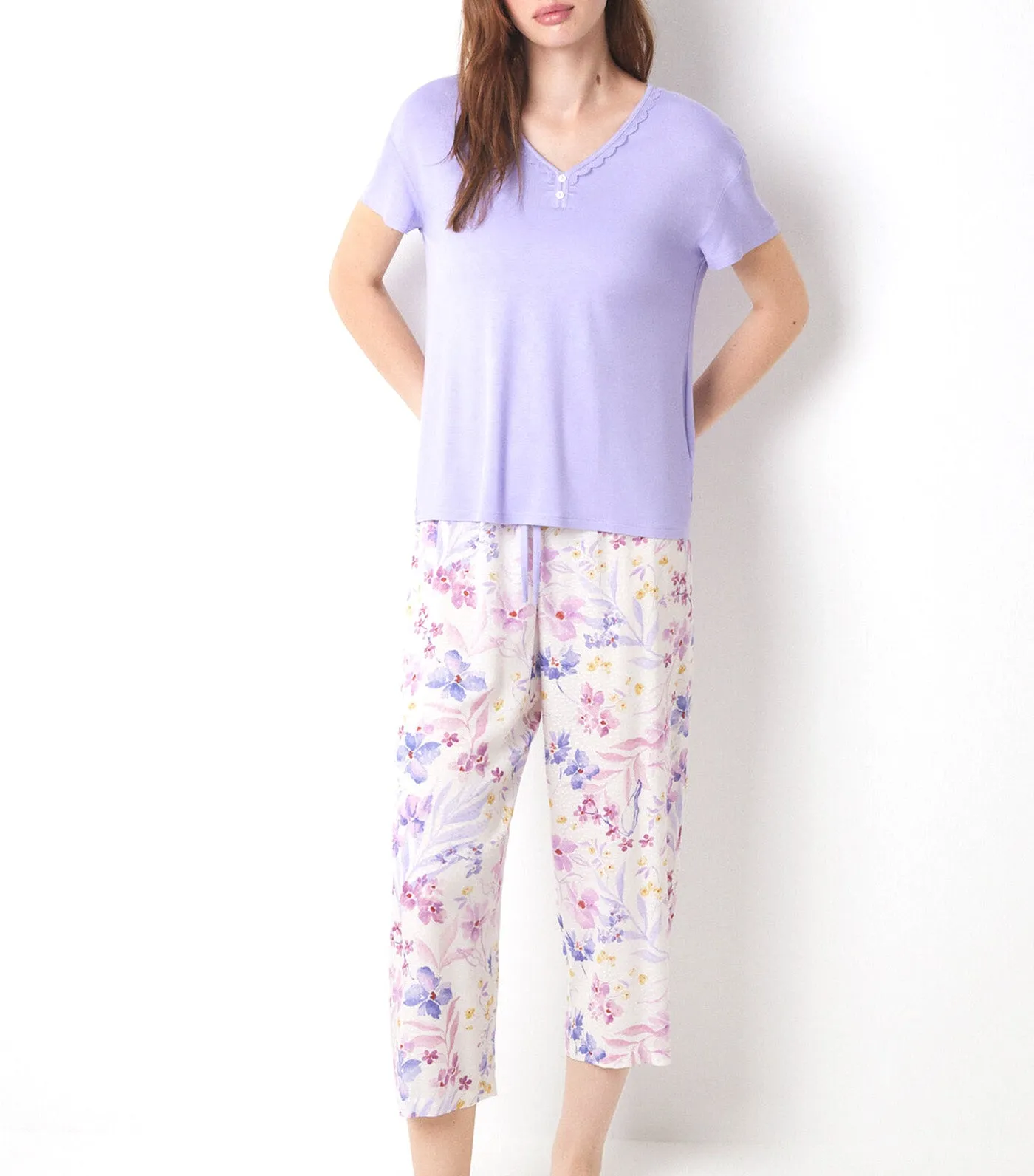 Capri Soft Touch Floral Print Pajamas Multicolor