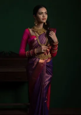 Capricious Purple Soft Silk Saree With Adorable Blouse Pieced