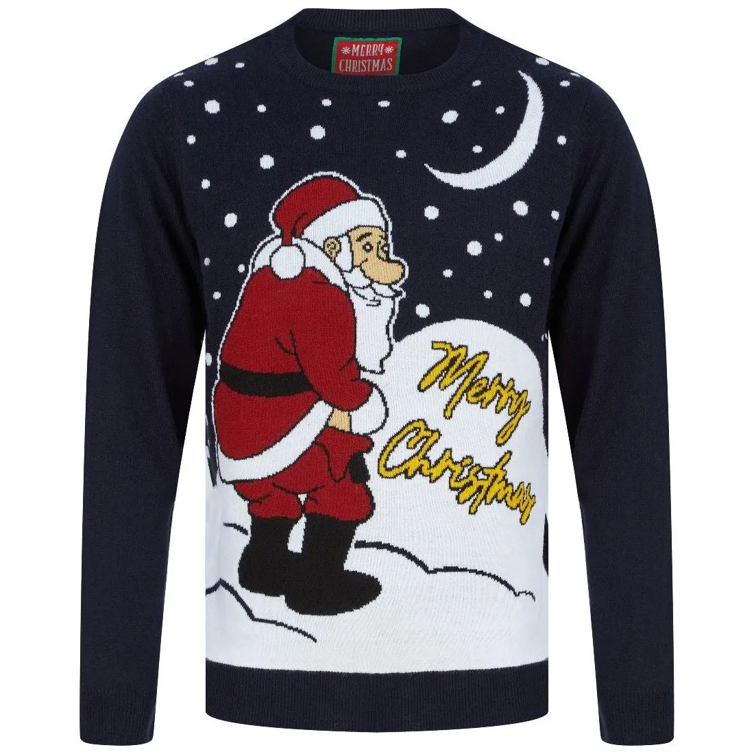 Christmas Yellow Snow Mens Jumper - Navy