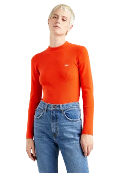 Crewneck Rib Jumper in Orange