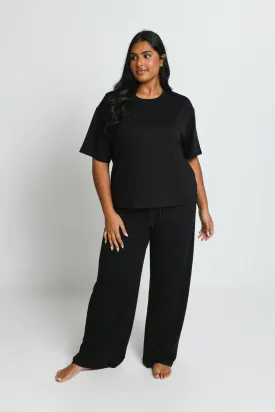 Curve Soft Touch Wide Leg Lounge Set - Black