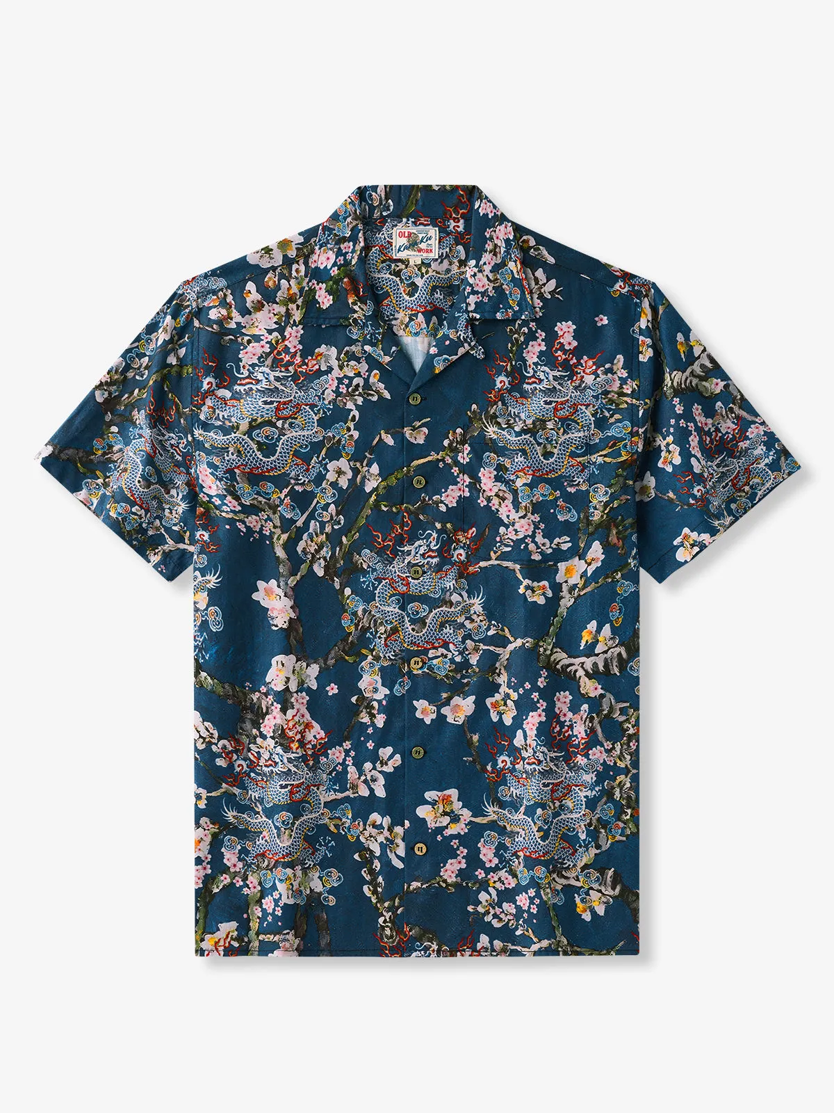 Dragon & Sakura Design Cotton Camp Shirt