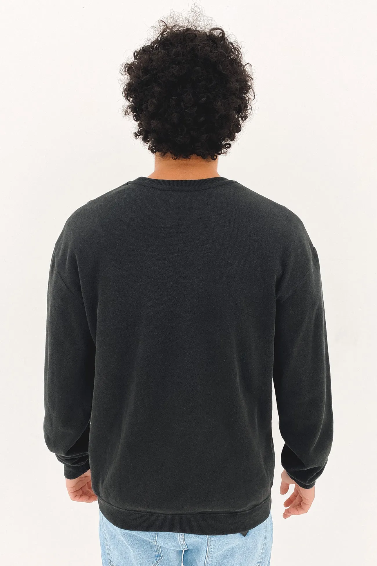 Embroided Pique Crew Washed Black