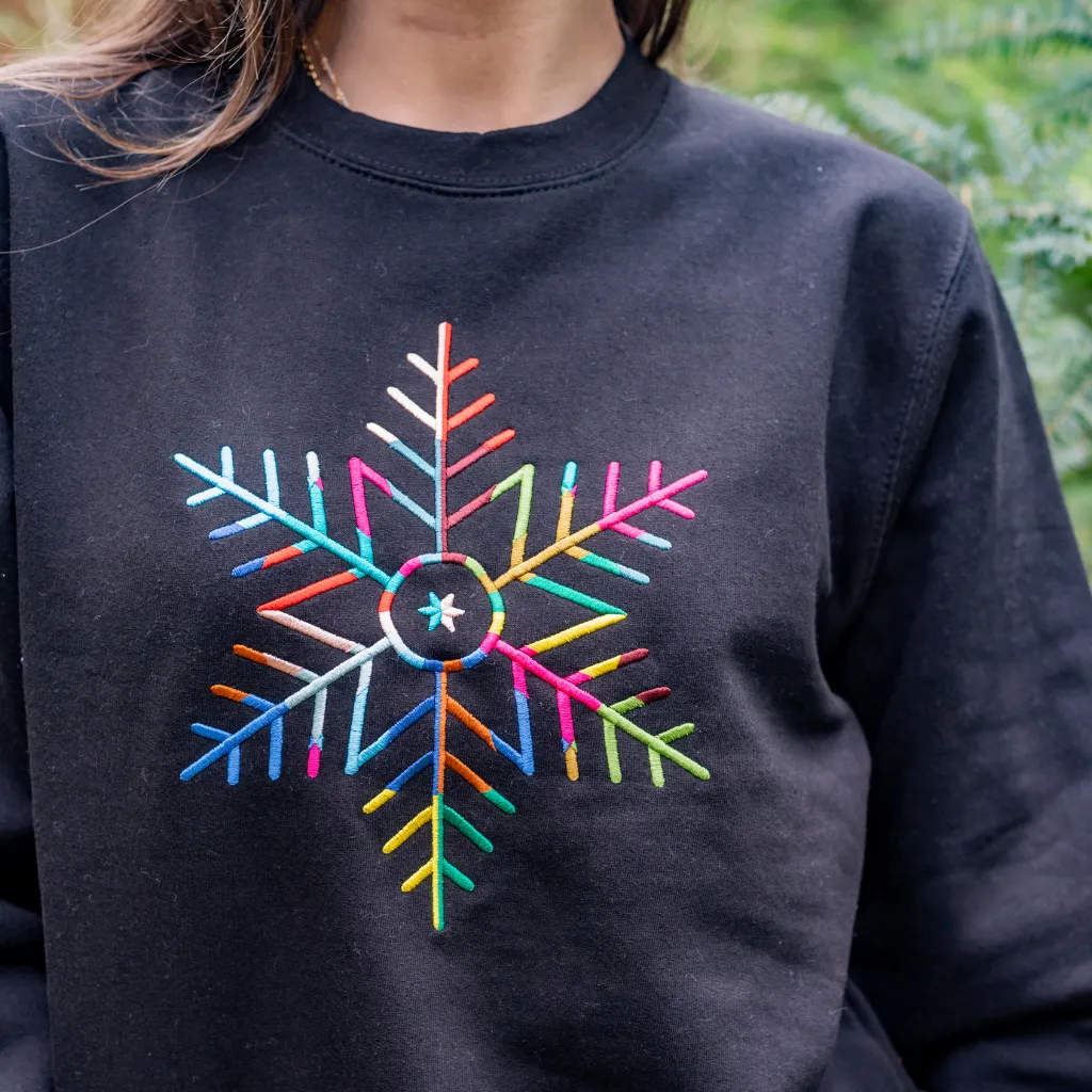 Embroidered Snowflake Christmas Sweatshirt in Plum