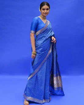 Entrancing Royal Blue Soft Silk Saree With Lovely Blouse Piece