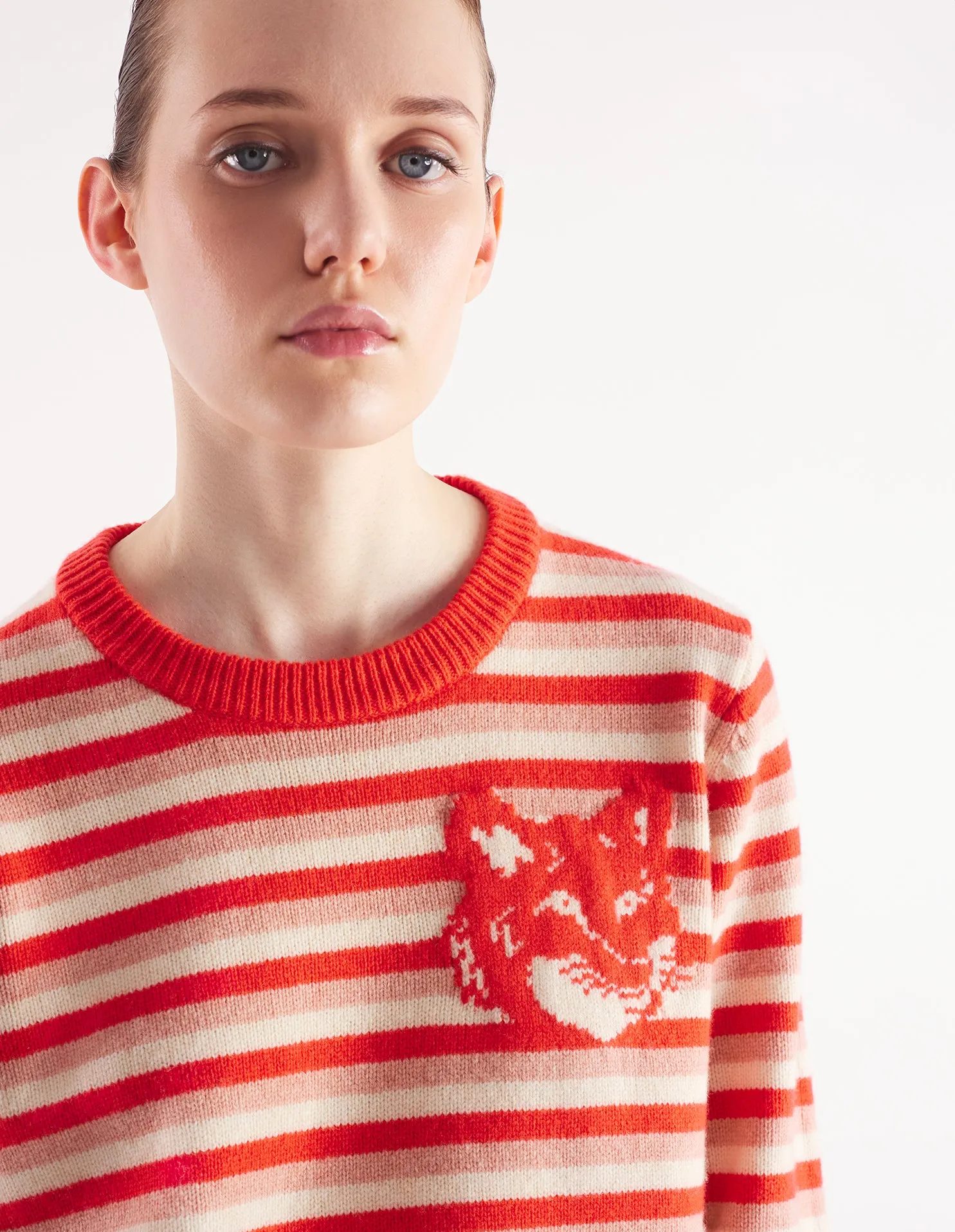 FOX HEAD INTARSIA STRIPED REGULAR JUMPER