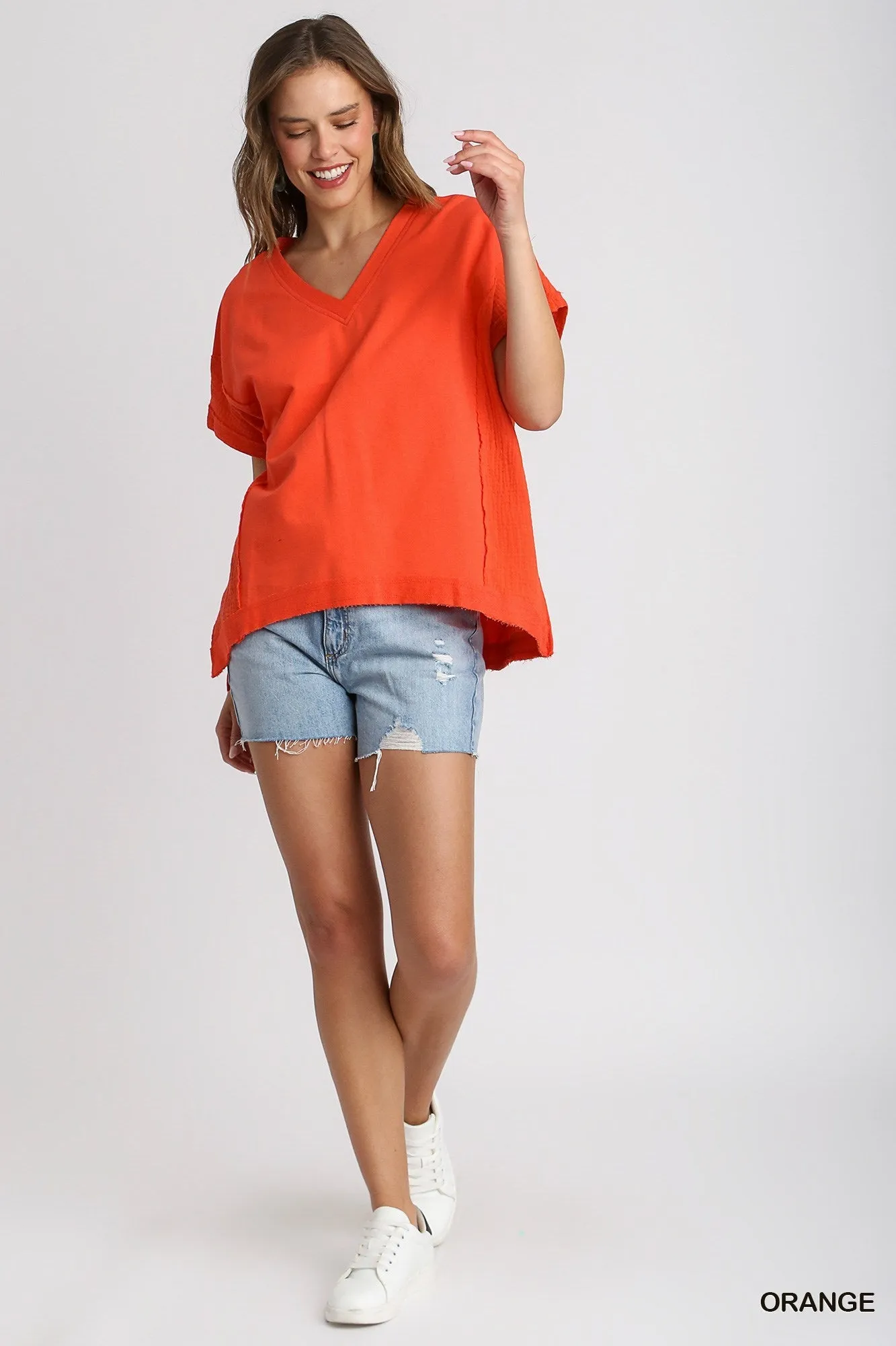 French Terry V-Neck Top