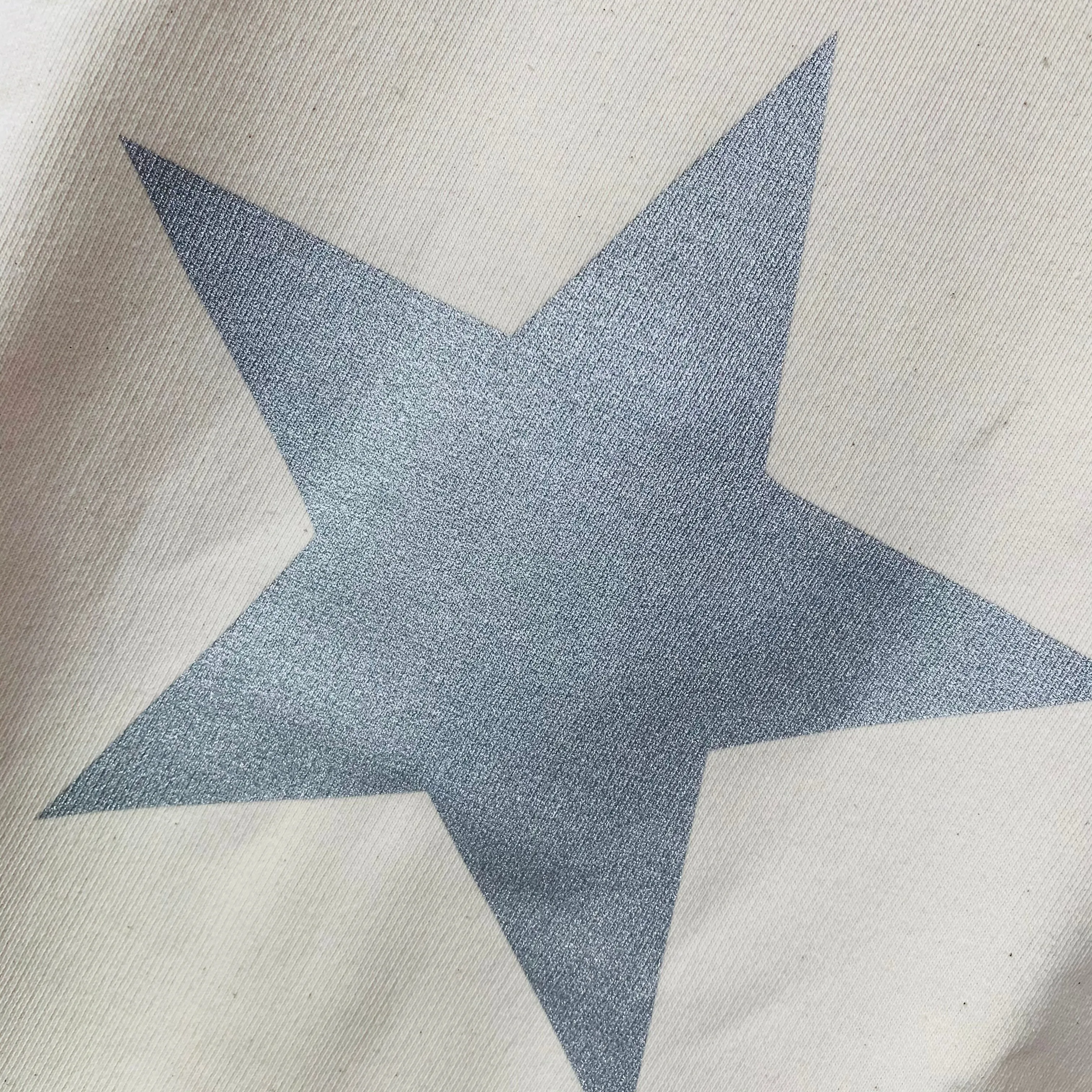 Glittery grey star cream raw sweatshirt