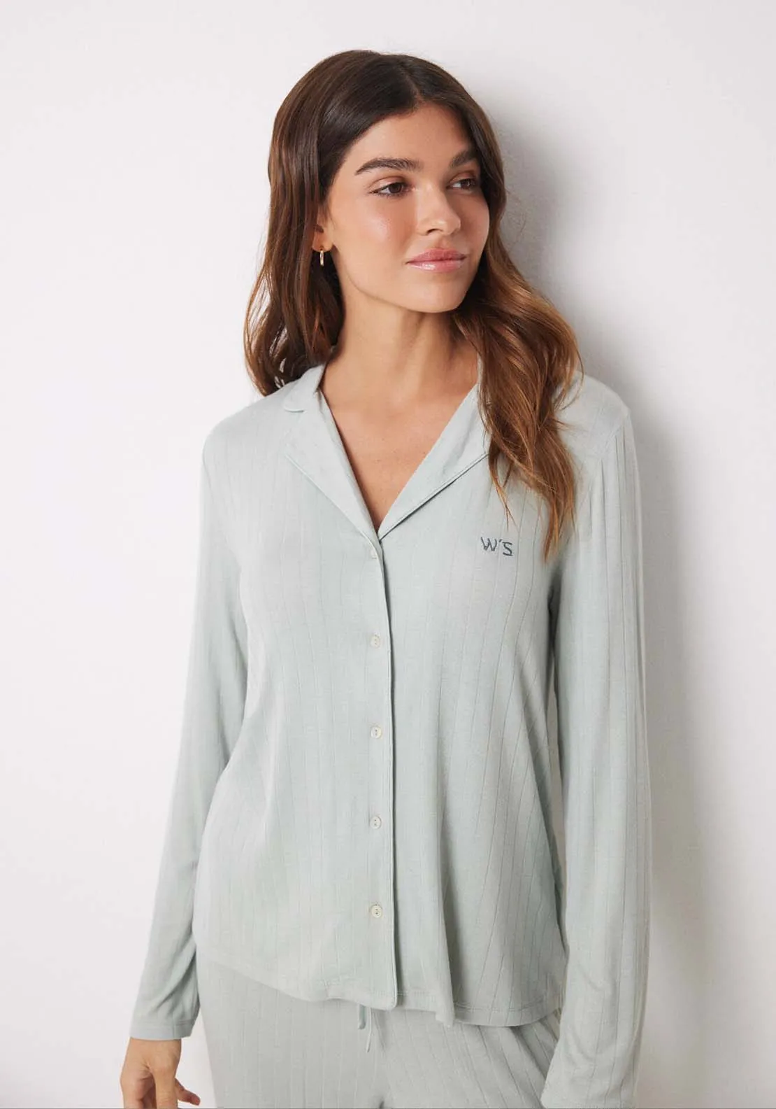 Green soft touch long shirt pajamas - Green