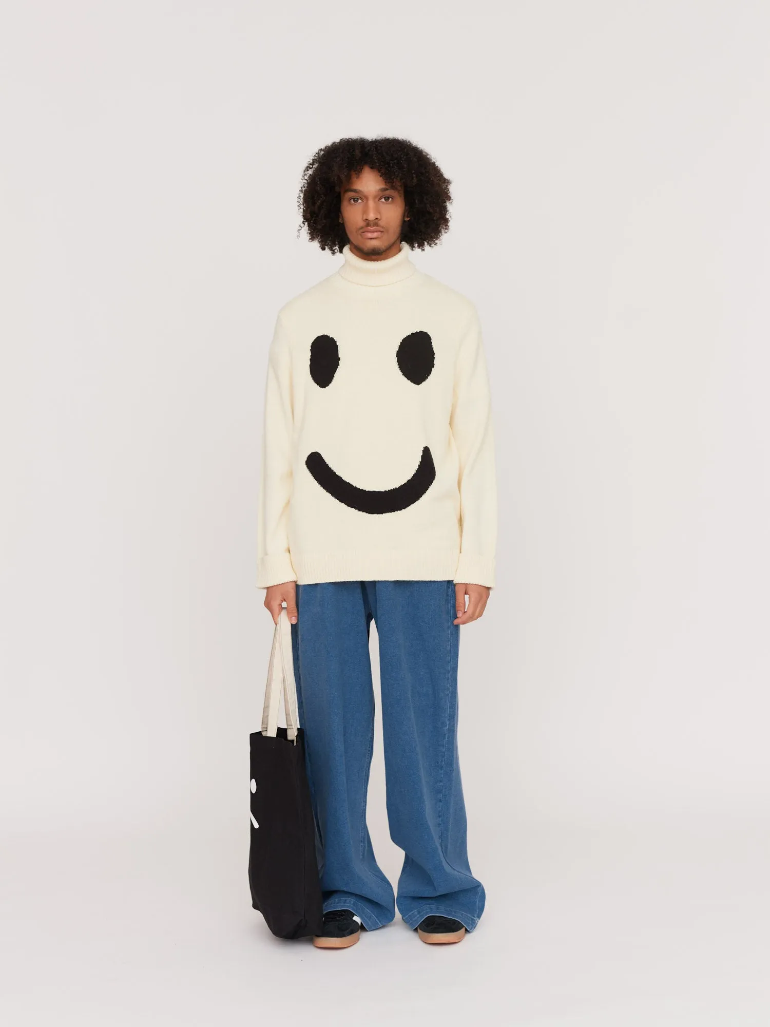 Happy Sad Roll Neck Knitted Jumper