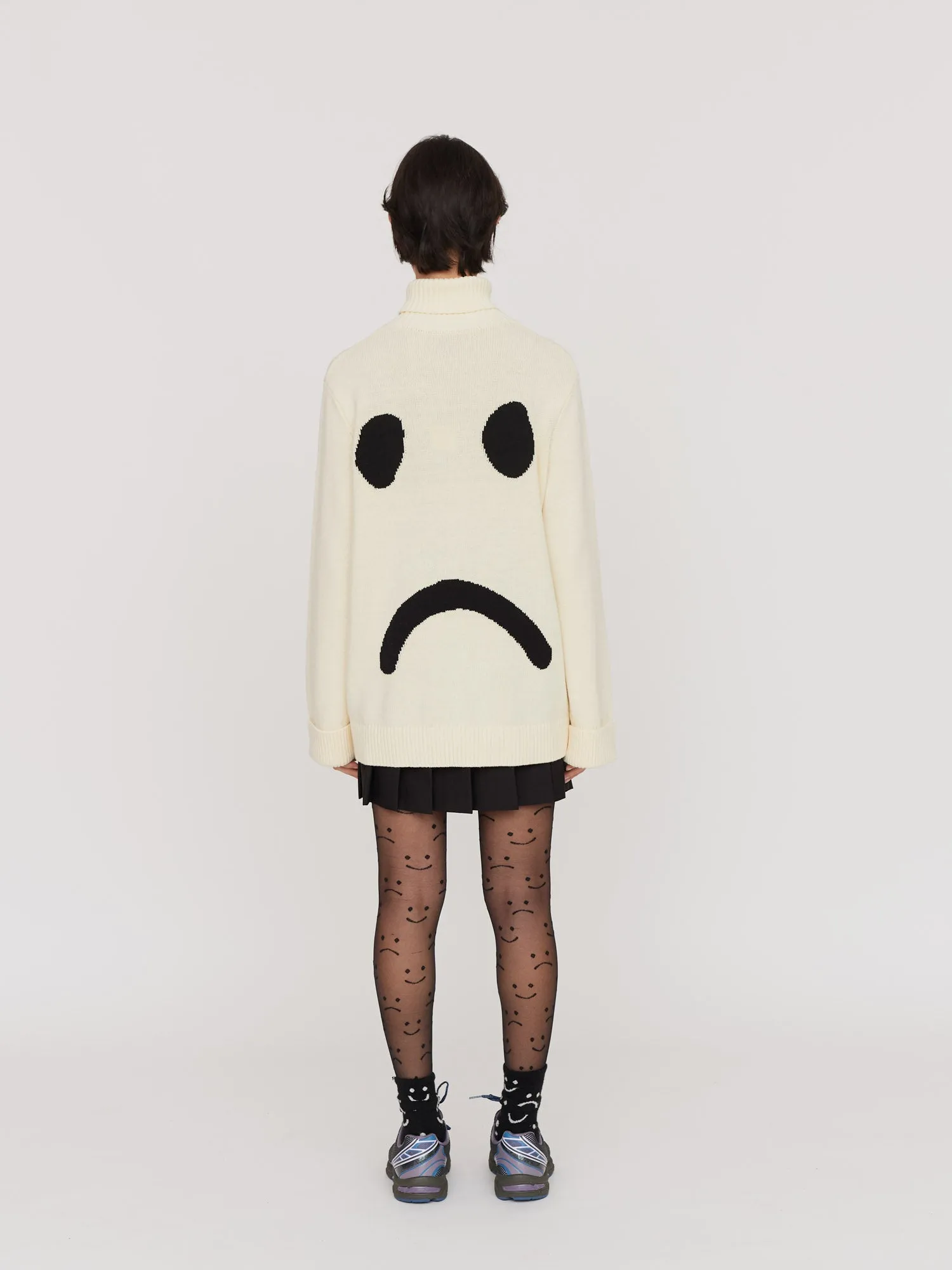 Happy Sad Roll Neck Knitted Jumper