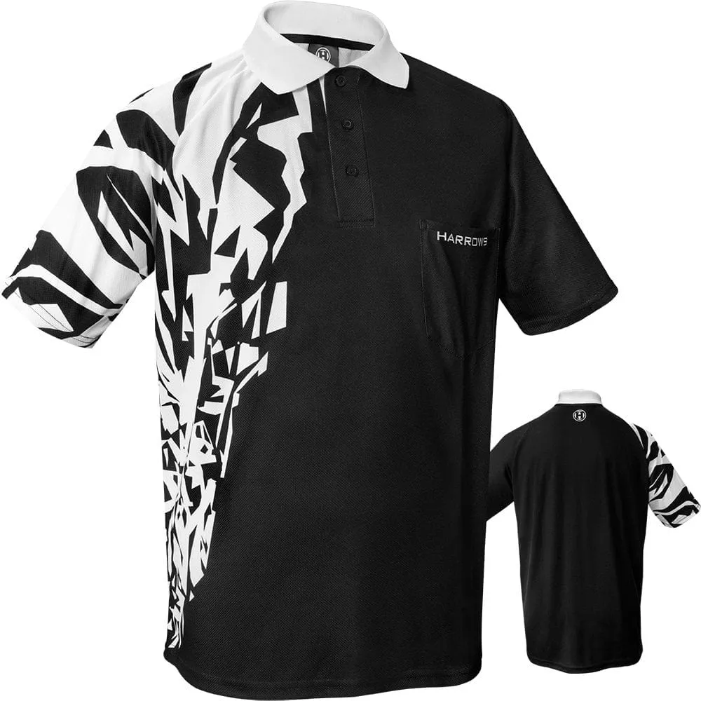 *Harrows Rapide Dart Shirt - with Pocket - Black & White