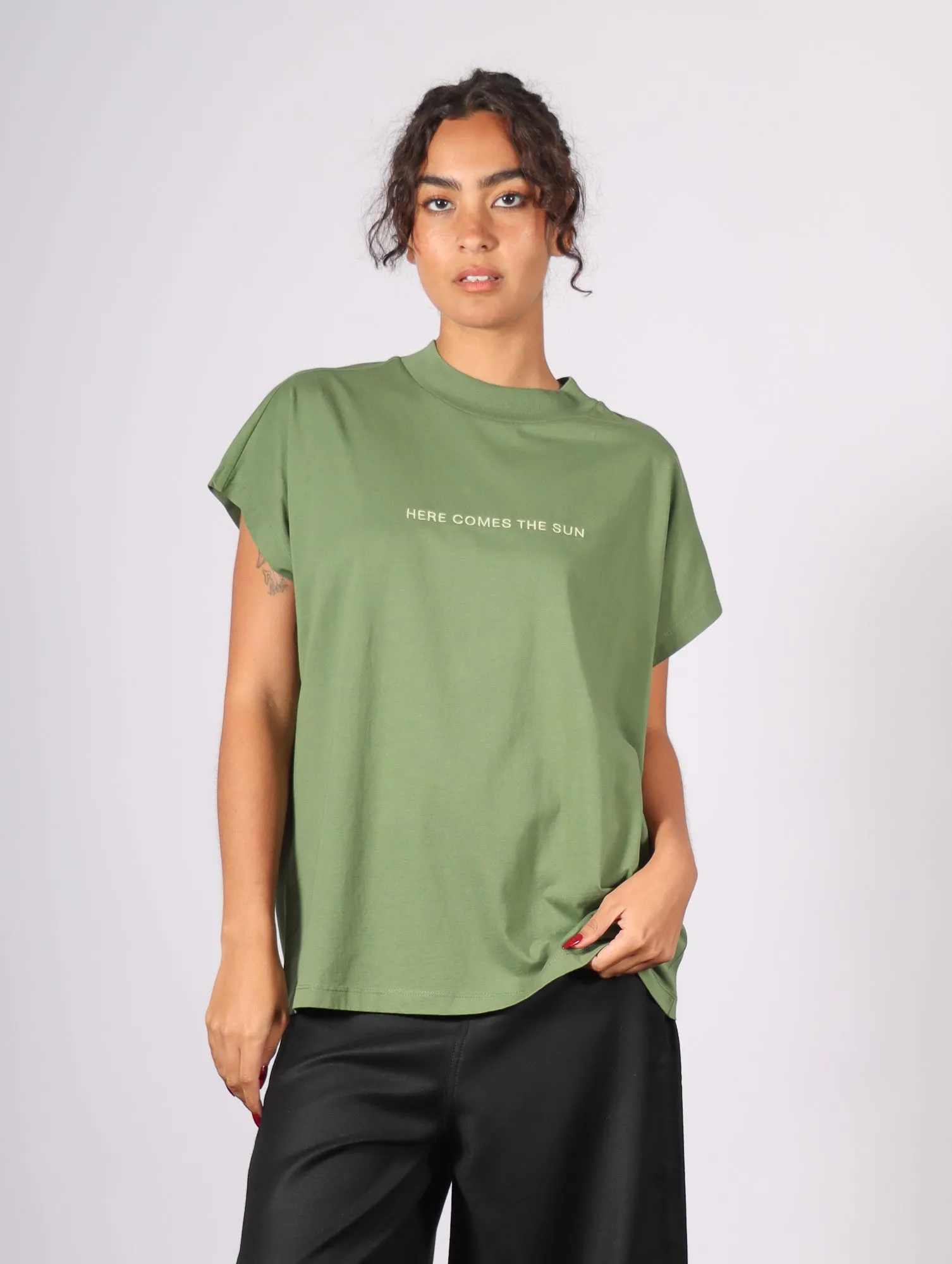 Here Comes the Sun Cactus Volta T-Shirt in Green by Thinking Mu