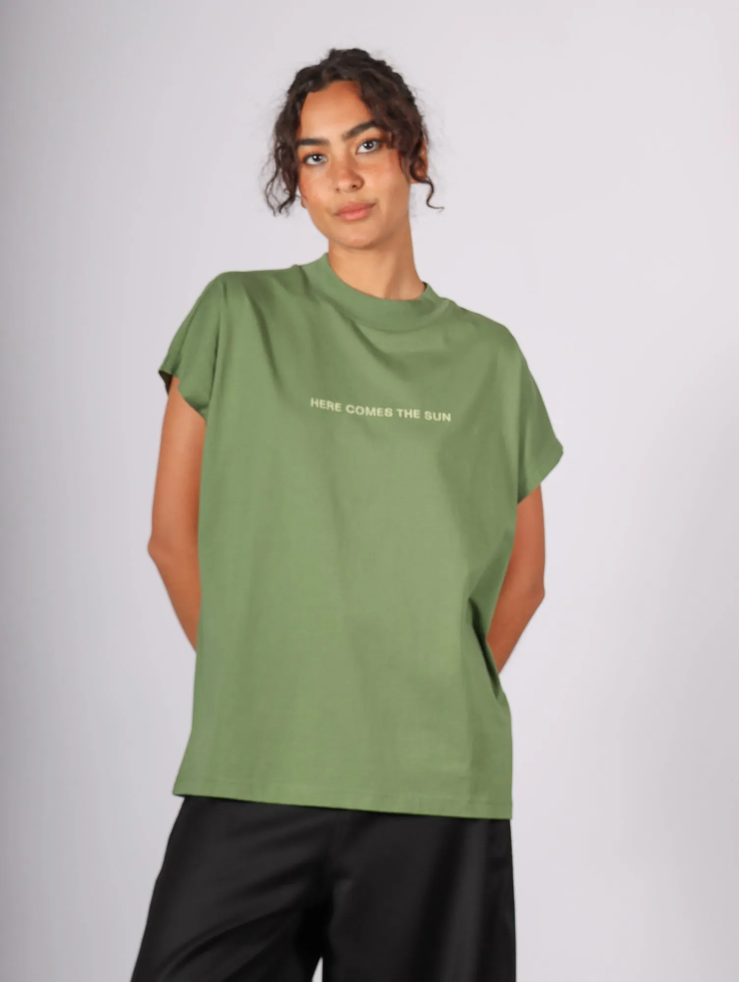 Here Comes the Sun Cactus Volta T-Shirt in Green by Thinking Mu