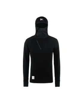 Hooded Merino Grid Fleece - Black