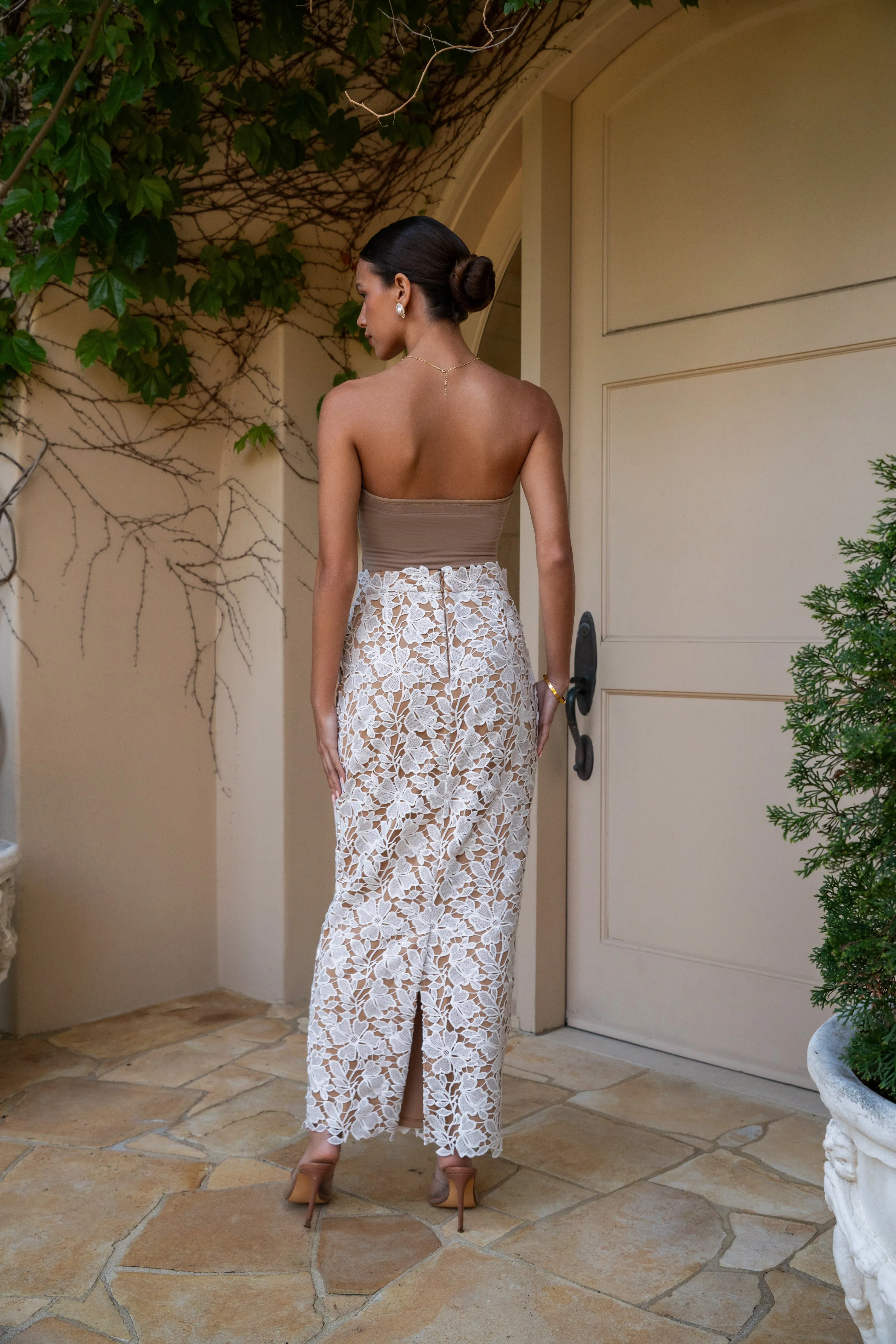 Ivory Lace Romance Maxi Skirt