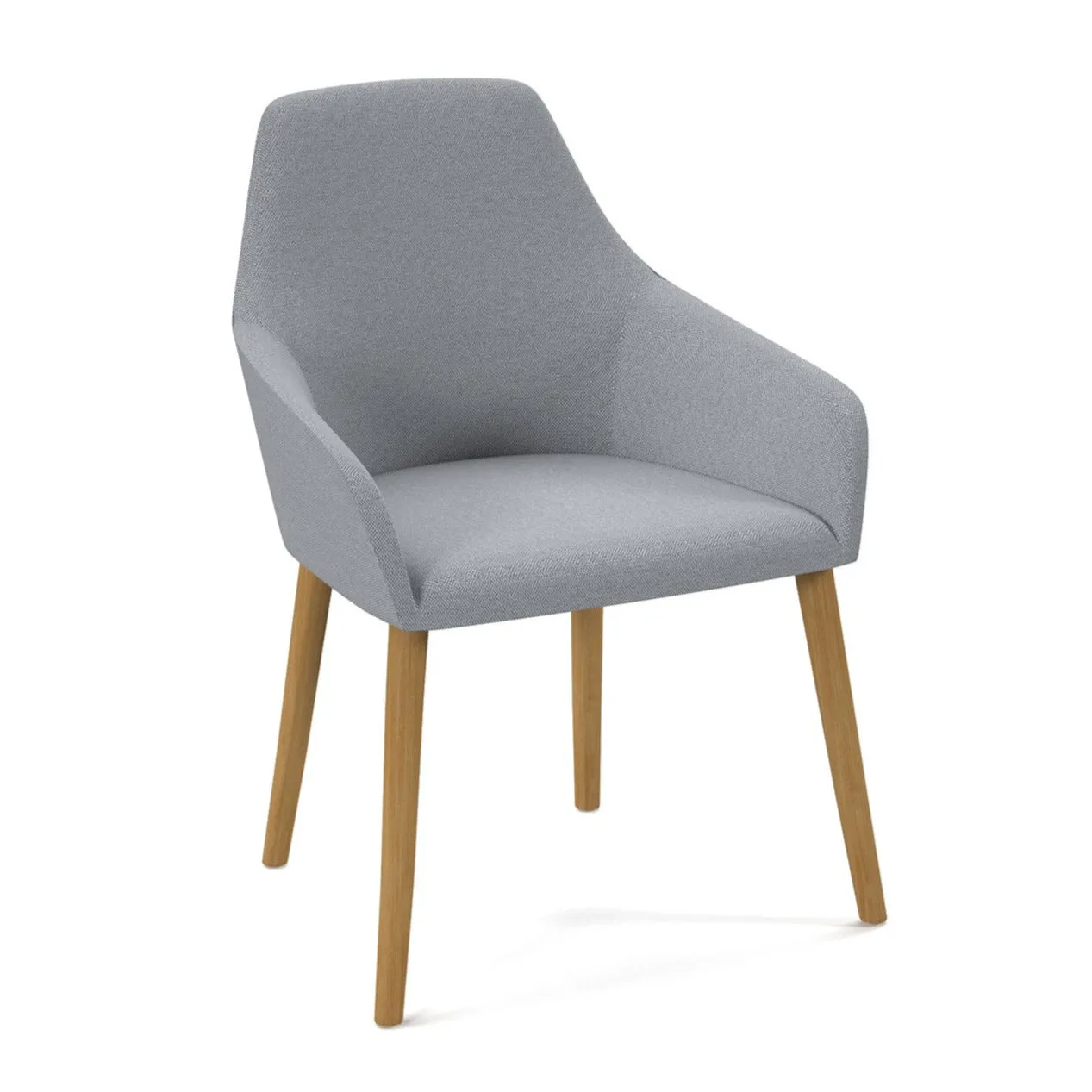 Juna fully upholstered medium back lounge chair with 4 oak wooden legs - late grey