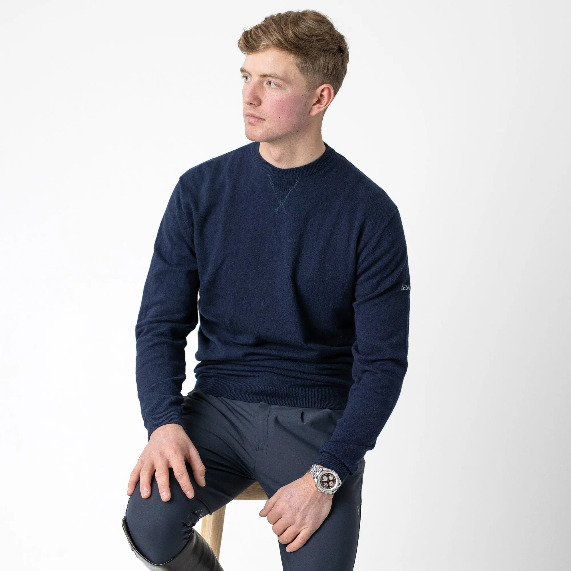 Lemieux Mens Knitted Round Neck Jumper - Navy