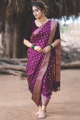 Lissome Purple Soft Silk Saree With Fragrant Blouse Piece