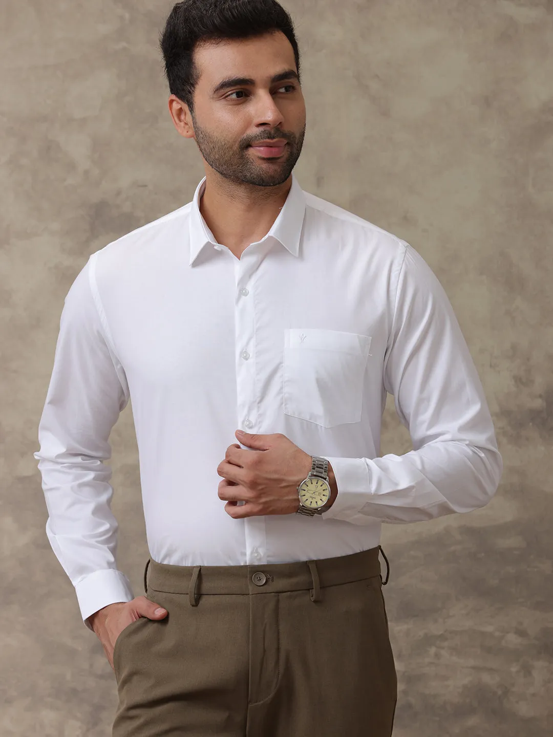 Men Wrinkle Free White Shirt Soft Touch