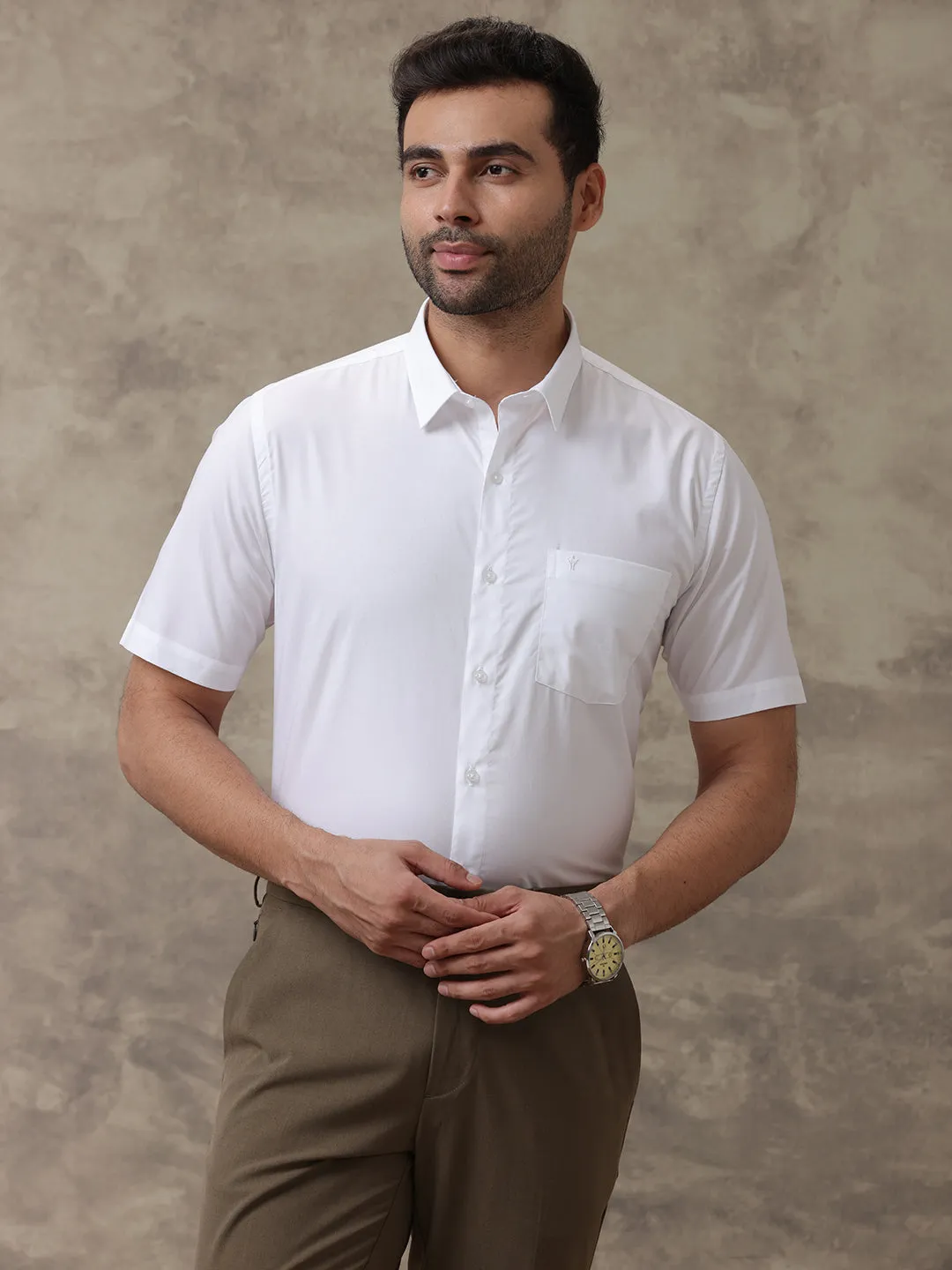 Men Wrinkle Free White Shirt Soft Touch