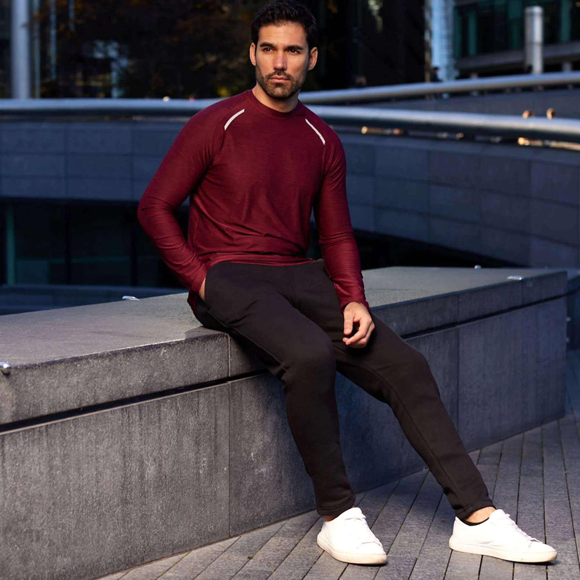 Men's Burgundy Long Sleeve Thermal T-Shirt