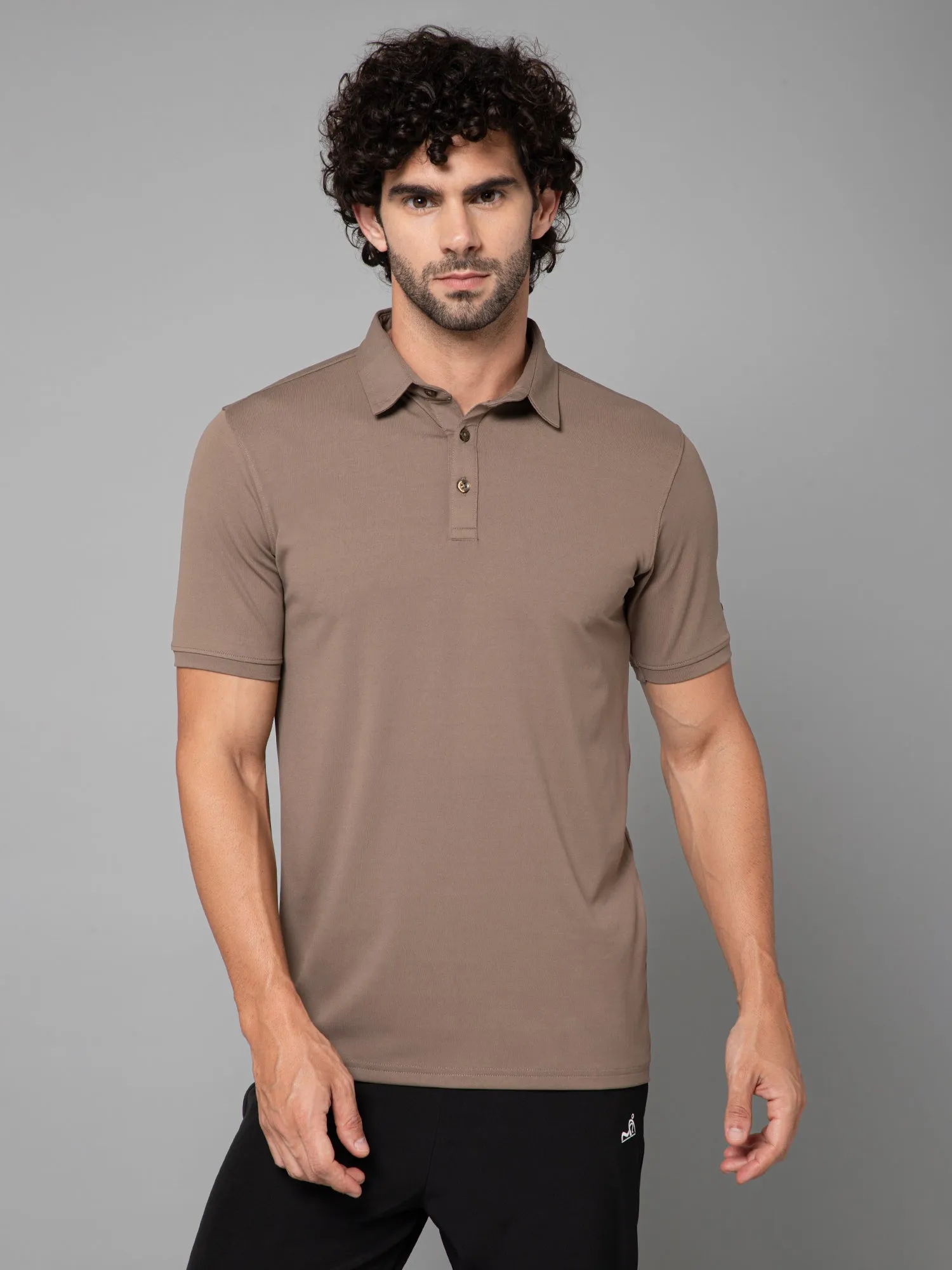 MINIMAL BUZZ SOFT TOUCH POLO T-SHIRT-MUD BROWN